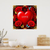❤️ Poster met eigen naam Roos Hart Romantisch Kuns (Keuken)