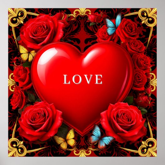 ❤️ Poster met eigen naam Roos Hart Romantisch Kuns (Voorkant)