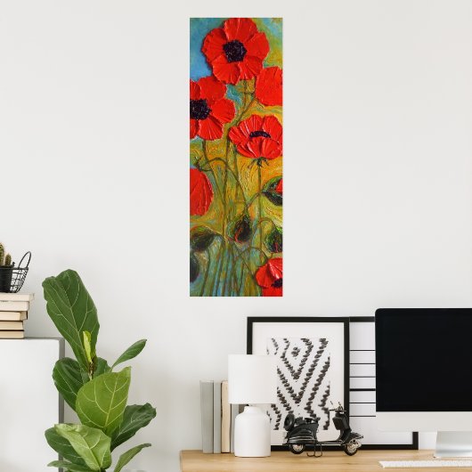 Poster met fijne kunst van de rode papaver van Par (Thuiskantoor)