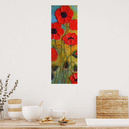 Poster met fijne kunst van de rode papaver van Par (Keuken)