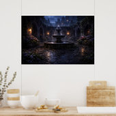 Poster met fontein in binnenplaats (Keuken)
