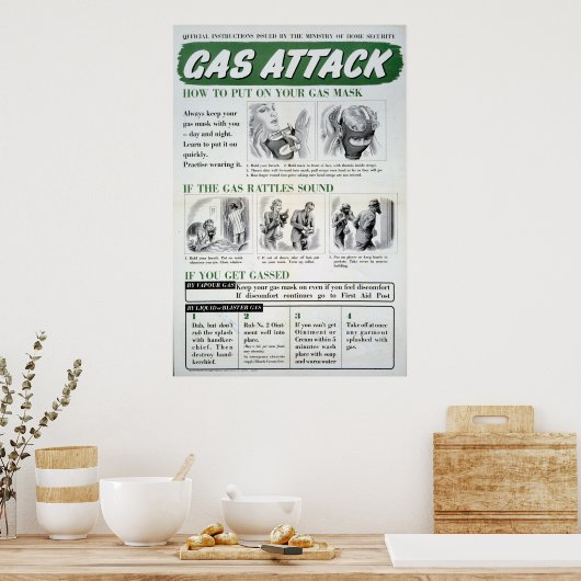 Poster met gasaanval, WWII (Keuken)