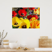 Poster met gele en rode tulpen (Keuken)