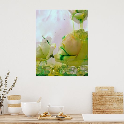 poster met gele roos (Keuken)