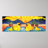 Poster met gele Rubber Duck Family Vacation Pool (Voorkant)