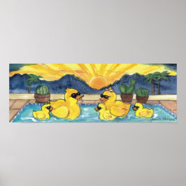 Poster met gele Rubber Duck Family Vacation Pool