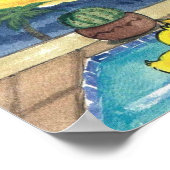Poster met gele Rubber Duck Family Vacation Pool (Hoek)