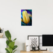 Poster met gele tulpenbloem (Thuiskantoor)