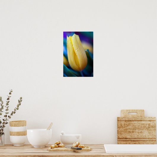 Poster met gele tulpenbloem (Keuken)