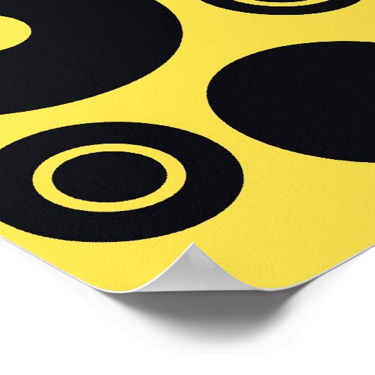 Poster met gele, zwarte Retrocirkels (Hoek)