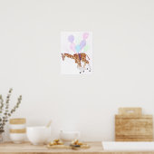Poster met giraffe die met ballonnen vliegt (Keuken)