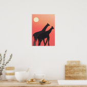 Poster met Giraffe Silhouettes (Keuken)