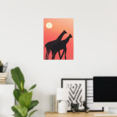 Poster met Giraffe Silhouettes (Thuiskantoor)