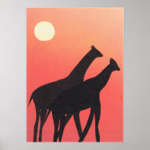 Poster met Giraffe Silhouettes