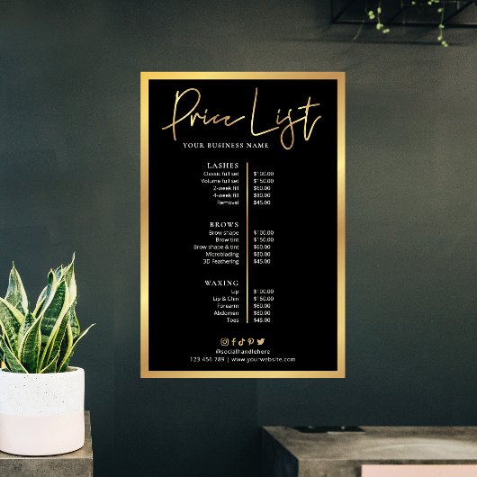 Poster met Glam Hair Stylist Black & Gold Price Li