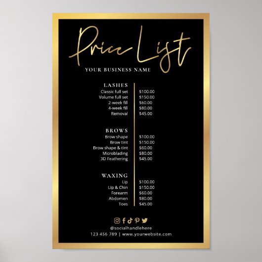 Poster met Glam Hair Stylist Black & Gold Price Li (Voorkant)