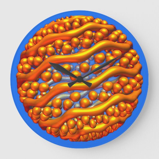 Poster met gouden golven grote klok (Voorkant)