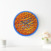 Poster met gouden golven grote klok (Huis)