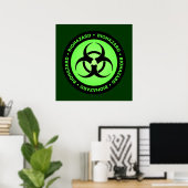 Poster met groen en zwart symbool voor biogevaar m (Thuiskantoor)