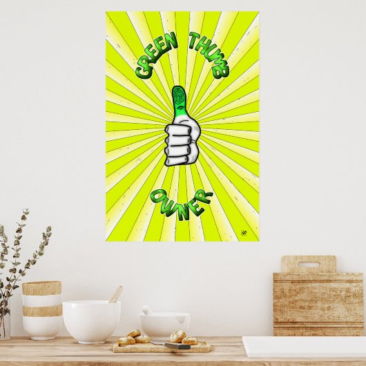 Poster met groene duim (tuinbouw) (Keuken)