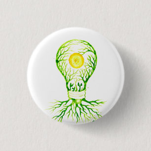 Poster met groene energie, briefkaart afdruk ronde button 3,2 cm