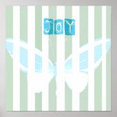 Poster met groene strepes Joy Butterfly (Voorkant)