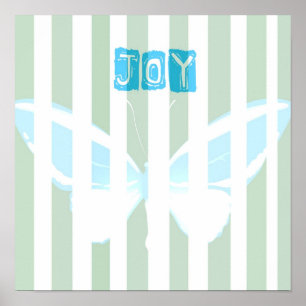 Poster met groene strepes Joy Butterfly