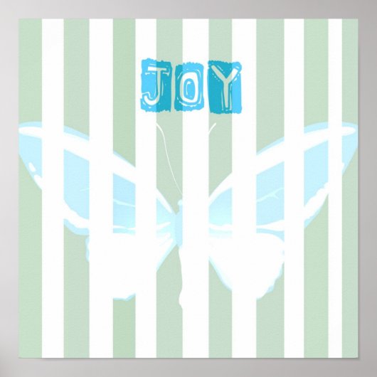 Poster met groene strepes Joy Butterfly (Voorkant)