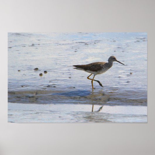 Poster met Grote Gele Pootvogel (Voorkant)