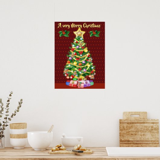 Poster met grote kerstbomen (Keuken)