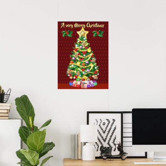 Poster met grote kerstbomen (Thuiskantoor)