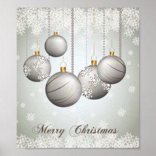 Poster met heerlijk zilveren kerstmis