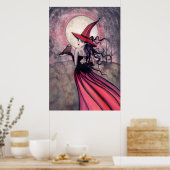 Poster met heks en kippen (Keuken)