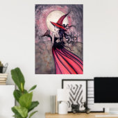 Poster met heks en kippen (Thuiskantoor)