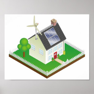Poster met hernieuwbare energiehuis
