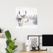 Poster met hert en eekhoorn (Thuiskantoor)