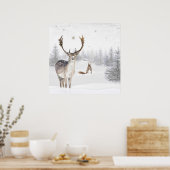 Poster met hert en eekhoorn (Keuken)