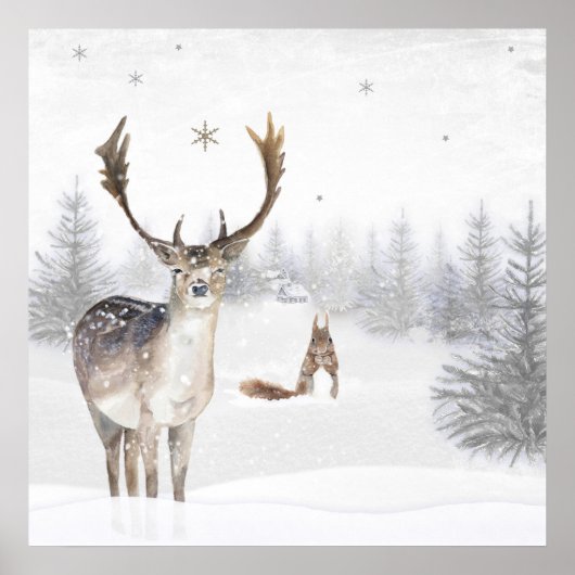 Poster met hert en eekhoorn (Voorkant)