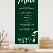 Poster met het menu Groen kerstretro modern cockta (Keuken)