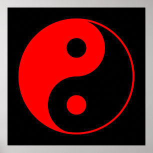Poster met het symbool Red & Black Yin Yang