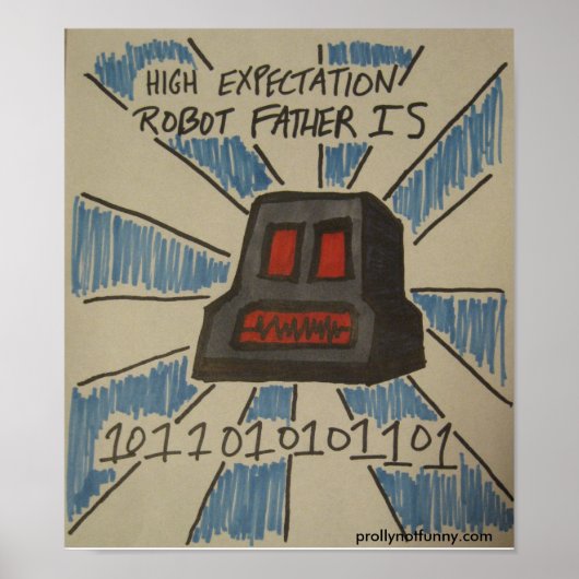 Poster met hoge verwachtingen voor robot Father (Voorkant)