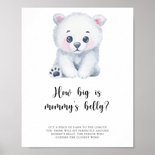 Poster met ijsbeer - Hoe groot is mammie's buik sp (Voorkant)