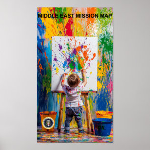 Poster met kaart van Midden-Oosten-missie