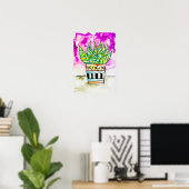 Poster met kamerplant (Thuiskantoor)