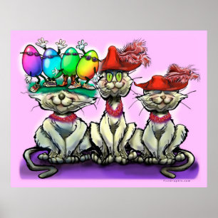 Poster met katten in grappige hoeden