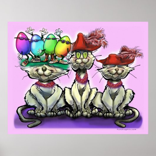 Poster met katten in grappige hoeden (Voorkant)