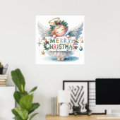 Poster met kerstangel (Thuiskantoor)