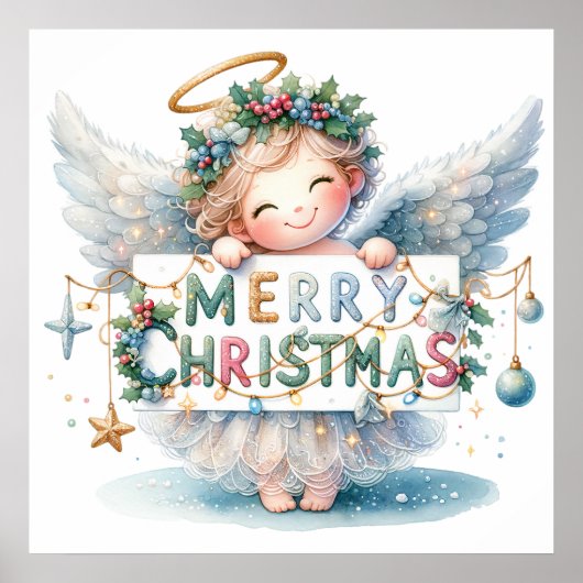 Poster met kerstangel (Voorkant)