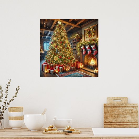 Poster met kerstbomen (Keuken)