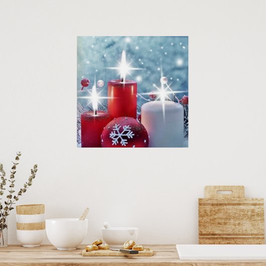 Poster met kerstkaarsen (Keuken)